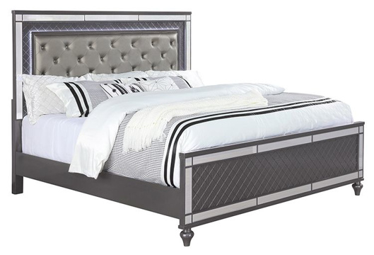 Picture of Refino  Grey Queen  3 PC Bed  with LED Lights