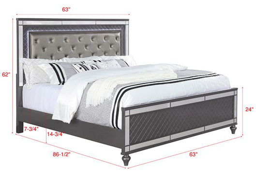 Picture of Refino  Grey Queen  3 PC Bed  with LED Lights