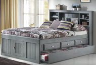 Picture of Madison Grey Captain's Full Bookcase Bed with Trundle