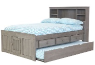 Picture of Madison Grey Captain's Full Bookcase Bed with Trundle