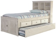 Picture of Madison White Wash Twin Bookcase Bed With Trundle