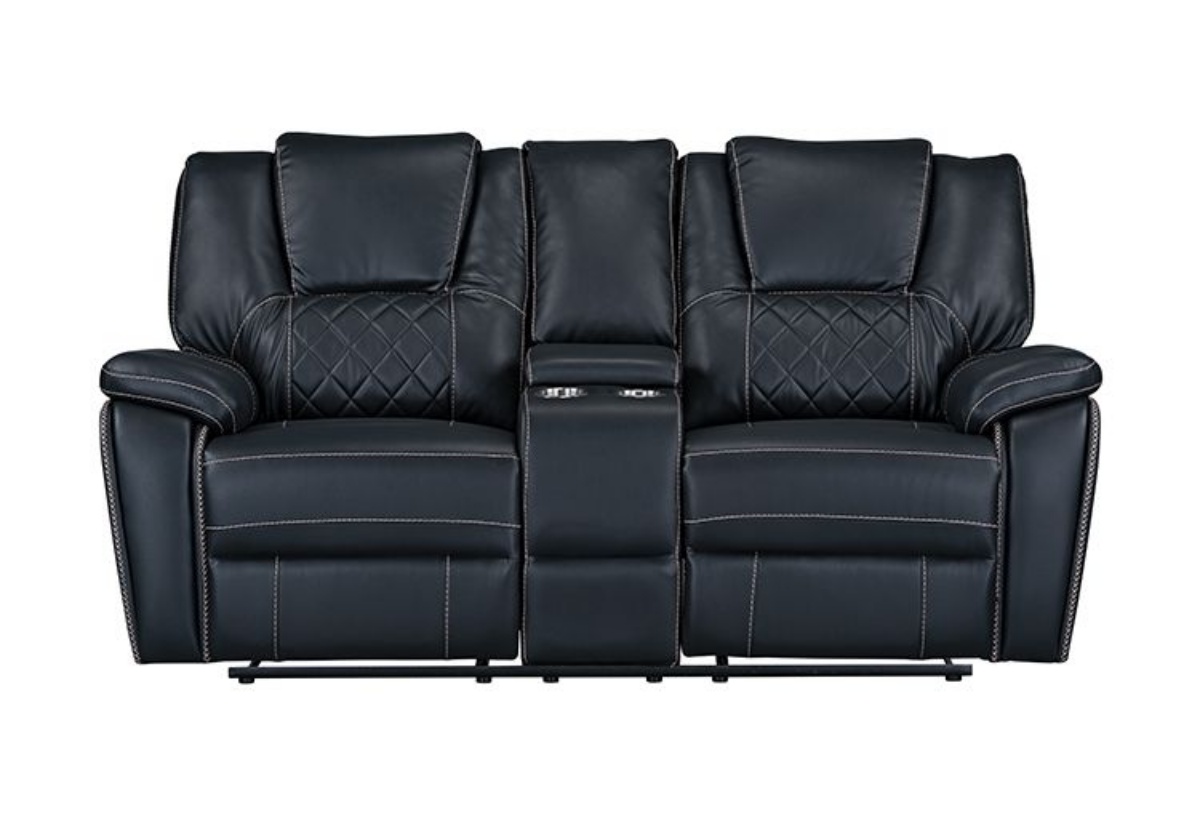 Picture of Diamante Black Reclining Console Loveseat