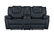 Picture of Diamante Black Reclining Console Loveseat