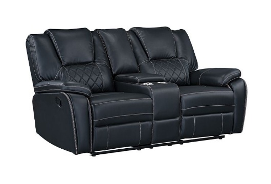 Picture of Diamante Black Reclining Console Loveseat