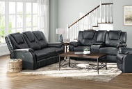 Picture of Diamante Black Reclining Console Loveseat