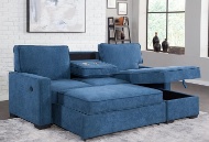 Picture of Hudson Blue Convertible Sofa Chaise With Storage Ottoman