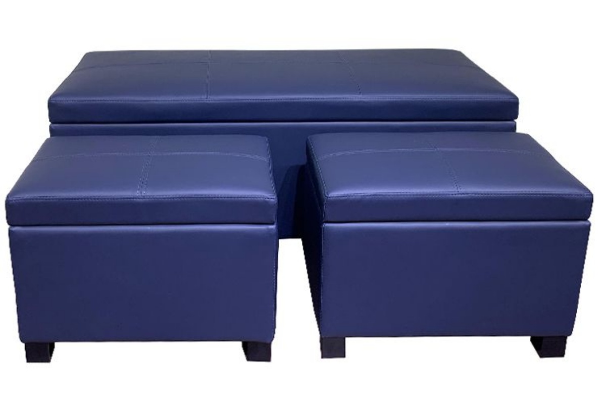 Picture of Martin Blue 3 PC Ottoman Storage Set