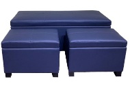 Picture of Martin Blue 3 PC Ottoman Storage Set