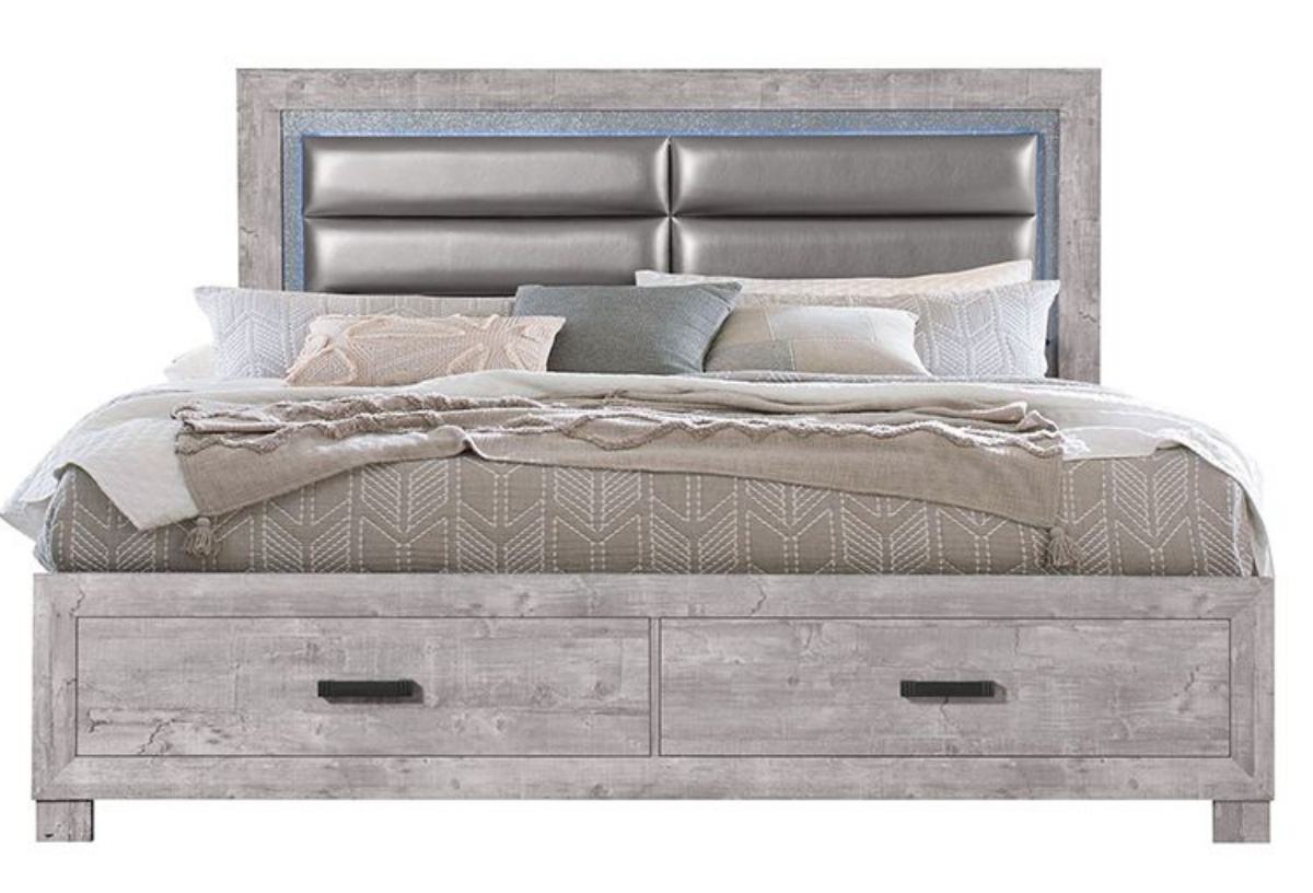 Picture of Meadows Grey King Upholstered Bed With Storage