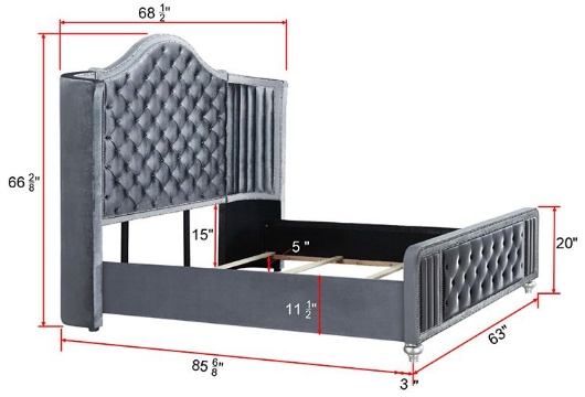 Picture of Cameo Grey 3 PC Queen Upholstered Bed