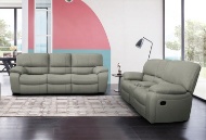 Picture of Madras Grey Leather Reclining Sofa & Console Loveseat