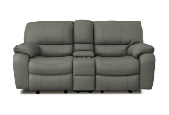 Picture of Madras Grey Leather Reclining Sofa & Console Loveseat