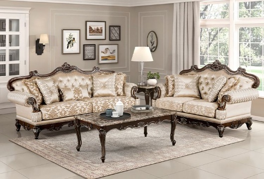 Picture of Dynasty Gold Wood Trim Sofa & Loveseat