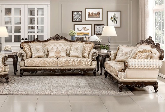 Picture of Dynasty Gold Wood Trim Sofa & Loveseat