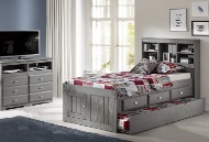 Picture of Madison Grey Captain's Twin USB Bookcase Bed with Trundle