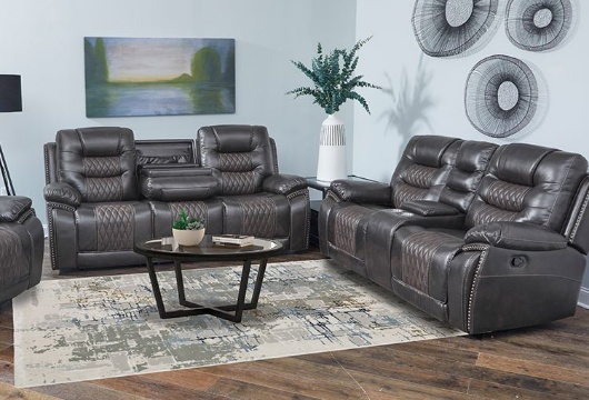 Picture of Royce Grey Reclining Sofa With Drop Down Table