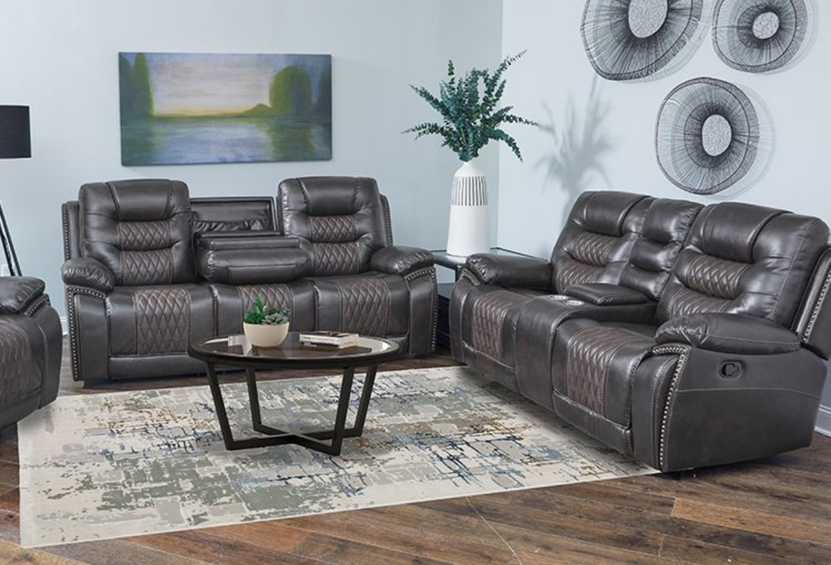 Picture of Royce Grey Reclining Sofa and Console Loveseat