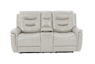 Picture of Abbott Cream Leather Reclining Console Loveseat