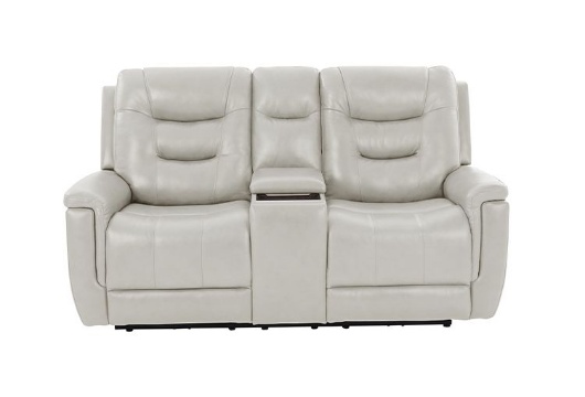 Picture of Abbott Cream Leather Reclining Console Loveseat