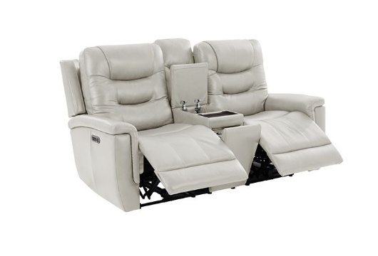 Picture of Abbott Cream Leather Reclining Console Loveseat